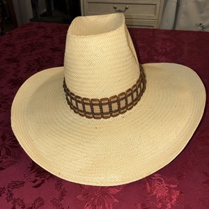 Chapeau vintage Stetson Roadrunner paille tissée main taille 6 7/8