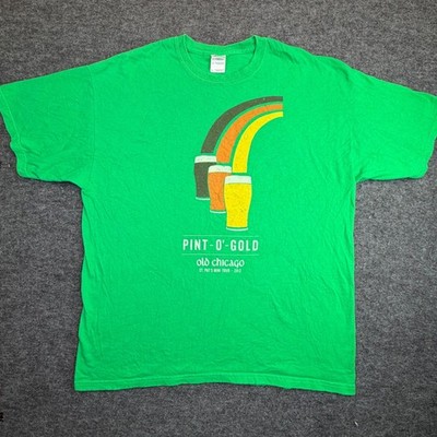 Old Chicago Pint-O-Gold Gildan T-Shirt Mens XL Green St Patricks Day 2012 Beer