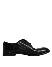 Dolce & Gabbana Black Leather Derby Formal Men Dress Men's Shoes Authentic