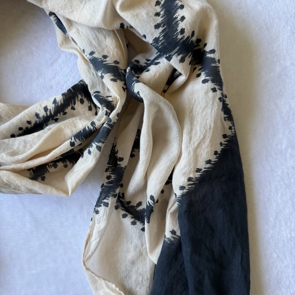 Ann Taylor Loft 矩形围巾 浅桃色 海军蓝 流苏 钻石 印度 — 第 4/4 张图片