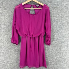 Express Dress Women S Small Purple Sheath Midi 3/4 Sleeve Hook & Eye Casual