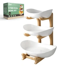 Seven Sparta 3 Tier Fruit Bowl for Kitchen Counter (PLUS Series) / Ceramic Se...