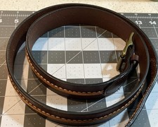 Vintage Brown Lands End Leather Belt with Solid Brass Buckle US44 110cm