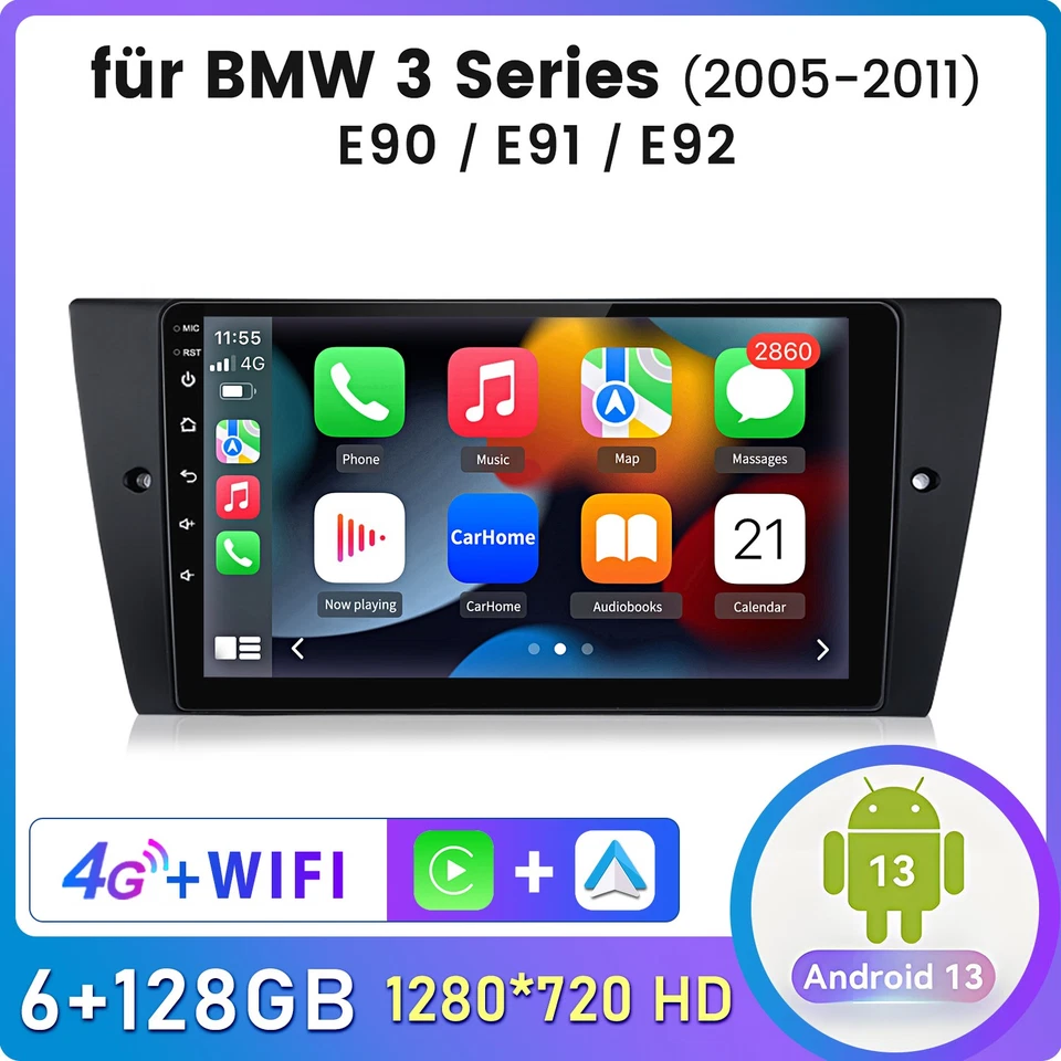 128G Für BMW 3er E90 E91 E92 E93 Apple Carplay Autoradio Android GPS Navi RDS BT - Bild 2 von 4