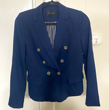 Blu Pepper Women's Sz S Navy Blue Double Breasted Lined Pockets Blazer Jacket