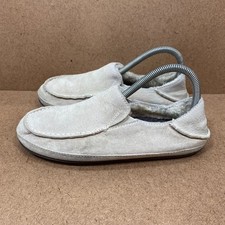 OluKai Nohea Womens Shearling-Lined Leather Slippers Size 8 Sole Beige Casual