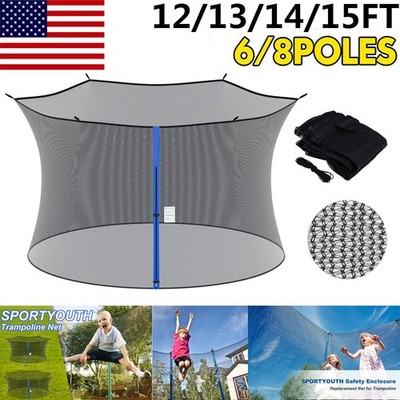 Round Replacement Trampoline Safety Enclosure Net for 12/13/14/15 ft Frames US