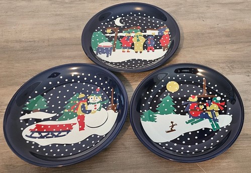 3 Vintage 1989 Lillian Vernon Christmas Ceramic Plates QTY each 7.5 inches - Picture 1 of 7