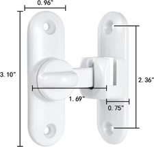 White Barn Door Latches,90/180 Degree Gate Lock,Flip Gate Latches Hardware,Zi...