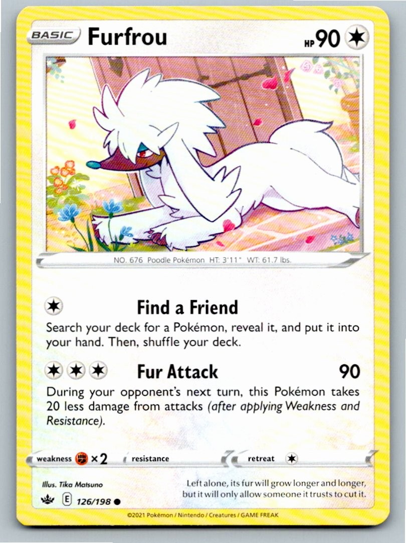 2021 POKEMON FURFROU CHILLING REIGN 126/198 COMMON NM A49840 FREE S&H