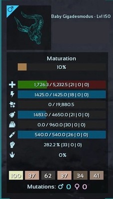 ARK ASA Gigadesmodus 150 Top Stats Egg or Cryo Console Official Small Tribes