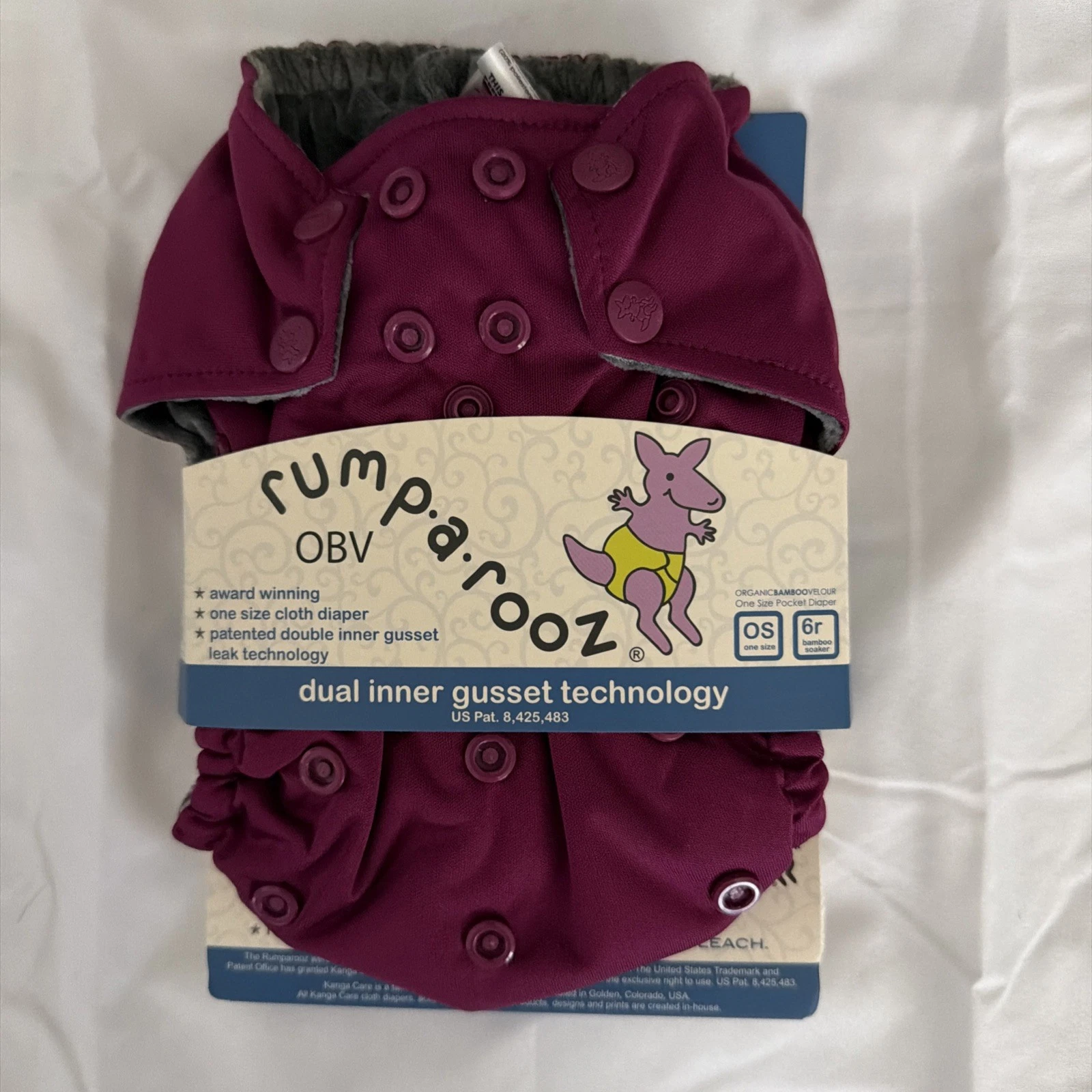 Rumparooz OBV One Size Cloth Diaper – Organic Bamboo Velour - Dual Gusset