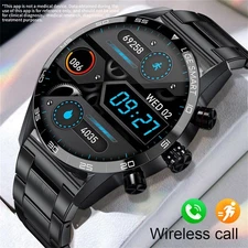 Men Watch 1.32'' Wireless Call Blood Pressure Monitor Fitness Smart Wristwatch