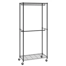 Uimoso Clothes Rack Heavy Duty Clothing Garment Rack Double Hanging Rods 300 lbs