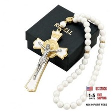 Catholic Car Rosary for Rearview Mirror 40-Bead Rosary with 40 Beads White
