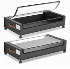 2X Rolling Under Bed Drawer Zippered Under Bed Storage Container with Wheels *UK