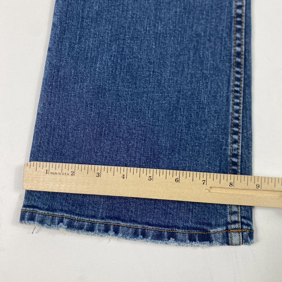 Jeans Grass Los Angeles para mujer 25 azul acampanado bordado bolsillo hecho en EE. UU. Y2K Foto 3 de 4
