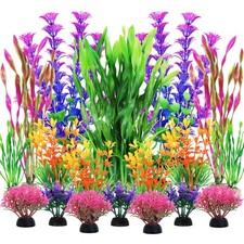 QUOZUO Fish Tank Decorations Plants, 20pcs Aquarium Colorful