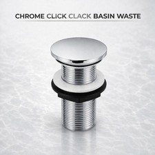 Chrome Click Clack Basin Waste Unslotted Push Button Sink Plug 1 1/4"