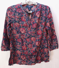 Chaps Denim Petite Women's Tunic Shirt Top, PM, Floral, Boho, Peasant
