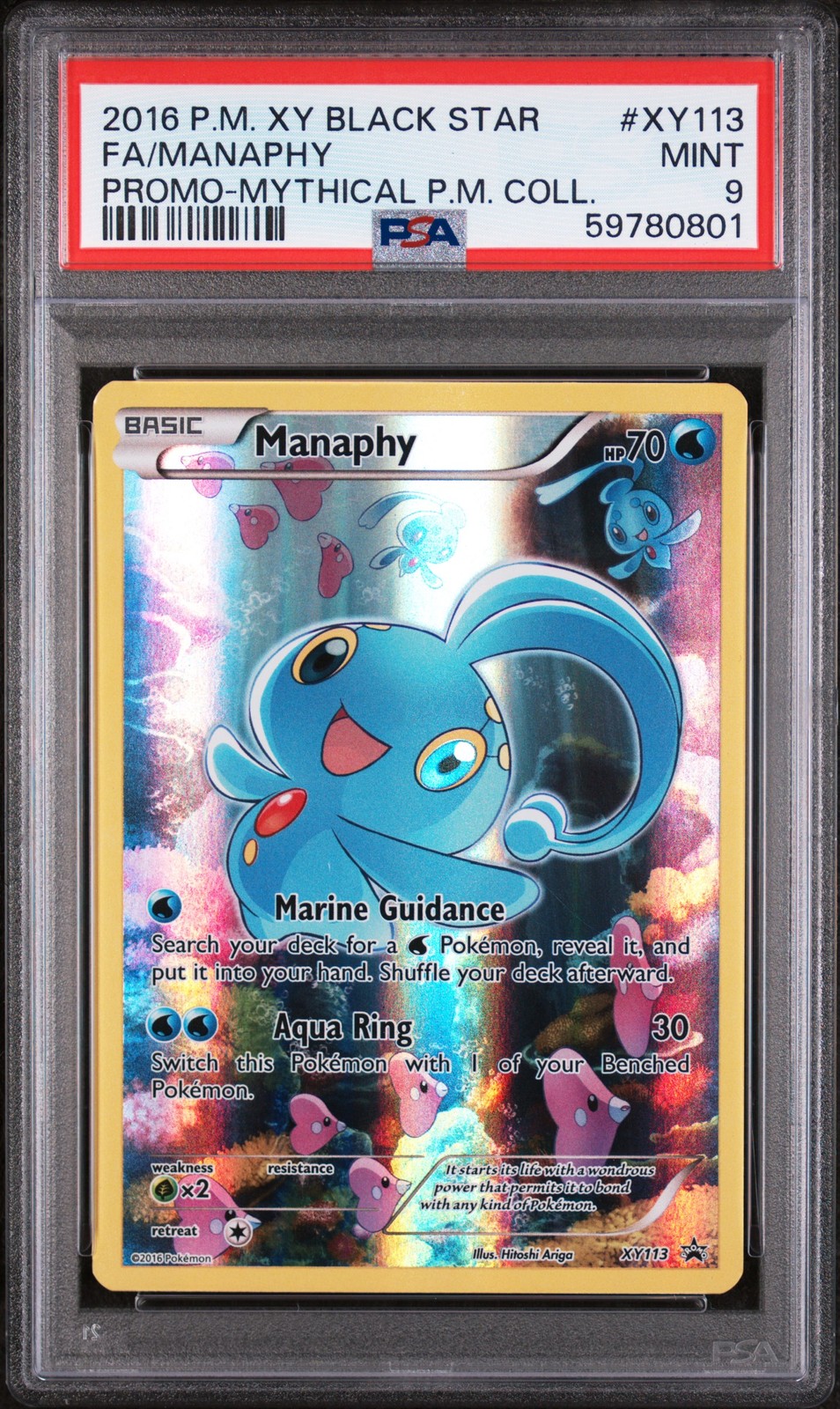 2016 POKEMON XY BLACK STAR PROMO #XY113 FULL ART/MANAPHY PSA 9