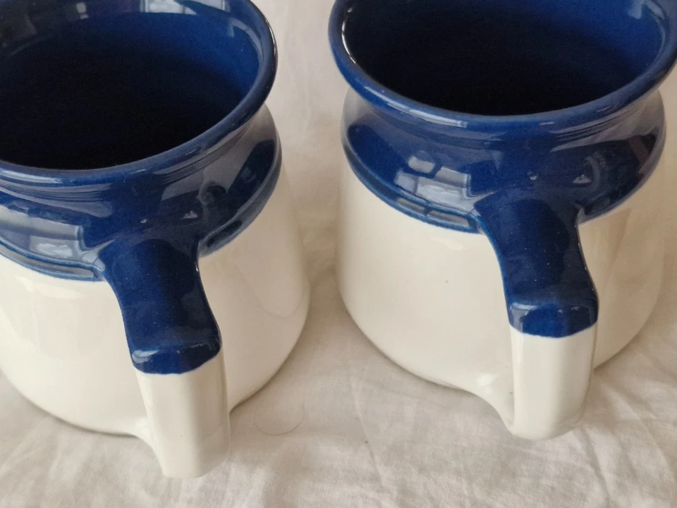 2 x Vintage Bendigo Pottery Australia Mug Cream and Cobalt Blue Coffee 250 ml - image 3 of 4