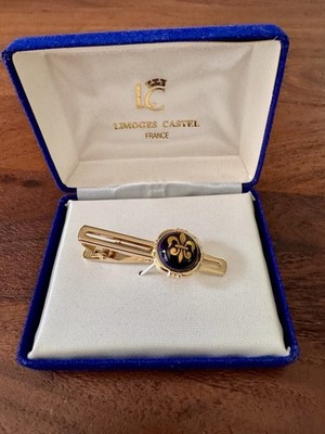 Vintage Limoges Castel Tie Bar Clip France Fleur De Lis