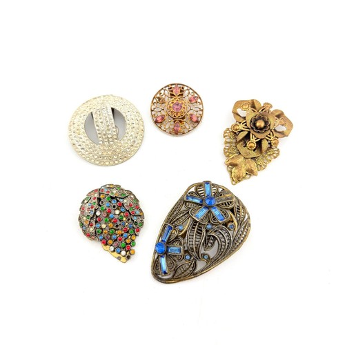 Lot of Vintage Fur Dress Clips Damage Repair Rhinestone Colorful Costume Jewelry