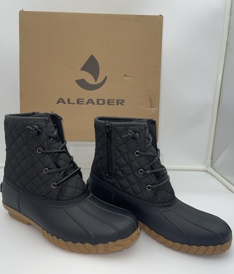 ALEADER Women Black Boots Waterproof Insulated w/ Zipper Duck Boot Size 9 New