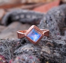 Moonstone Gemstone Solitaire Silver Ring Solid 925 Sterling Silver Jewelry