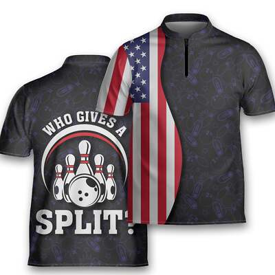 US Flag Who Give A Split Bowler Blowing Jersey for men, Custom Bowling Shirt, Gi