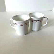 Vintage Corelle Corning~Burgundy Rose~Set of Two (2) Cups~Retired Pattern
