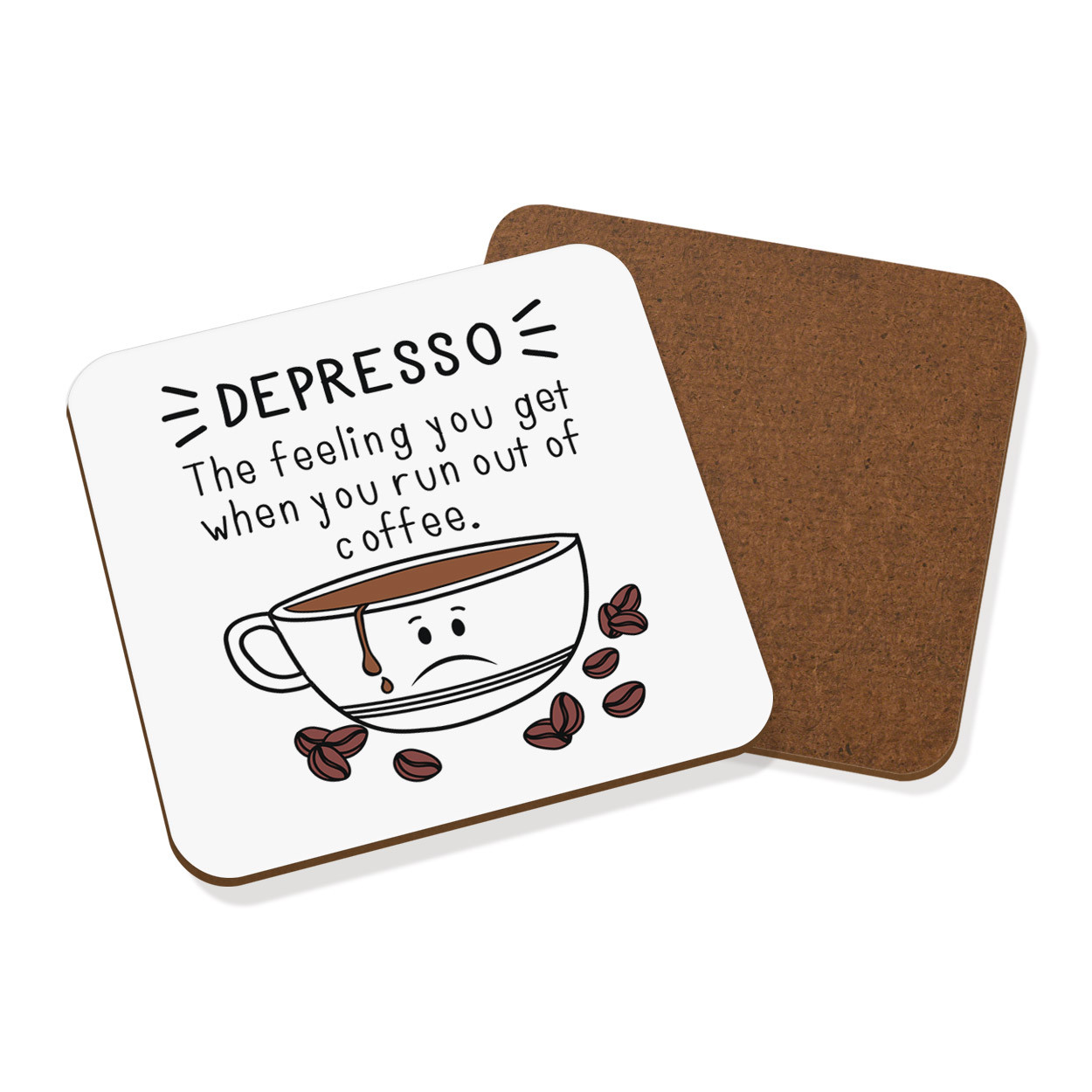 Depresso Coaster Drinks Mat - Funny Joke Coffee Espresso Depressing