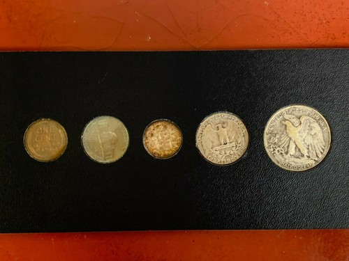 1947 P BIRTH YEAR 5 COIN SET - 90% SILVER COINS (3) INCLUDED - CIRCULATED SET - Picture 7 of 10