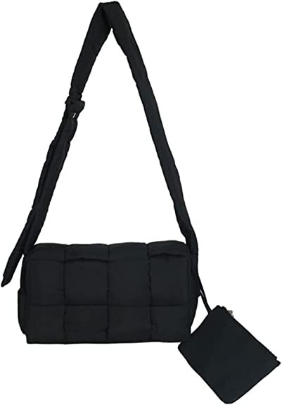 Women's Cotton Padded Cassette Puffer SHoulder Bag Woven Handbag