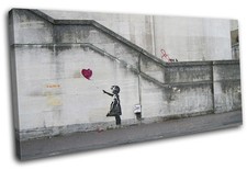 Graffiti Balloon Girl Banksy Street SINGLE CANVAS WALL ART Picture Print VA