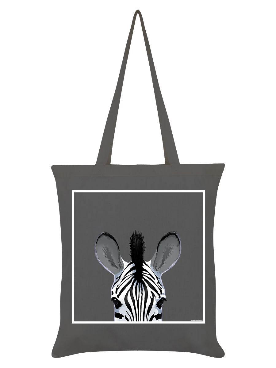 Inquisitive Creatures Tote Bag Zebra Graphite Grey 38x42cm