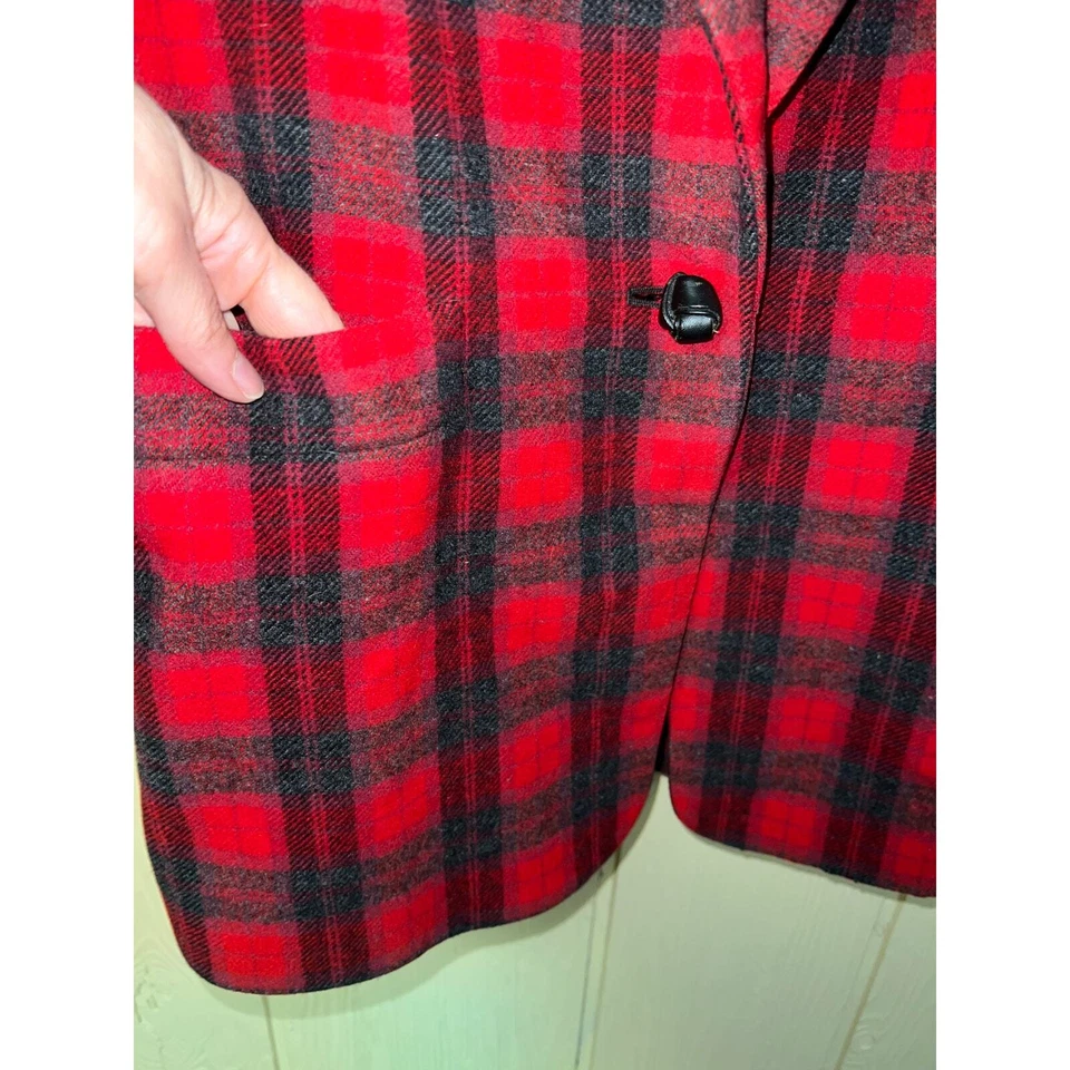 Blazer de lana vintage para mujer mediano 10 novio colegiala preppy búfalo a cuadros Foto 3 de 4
