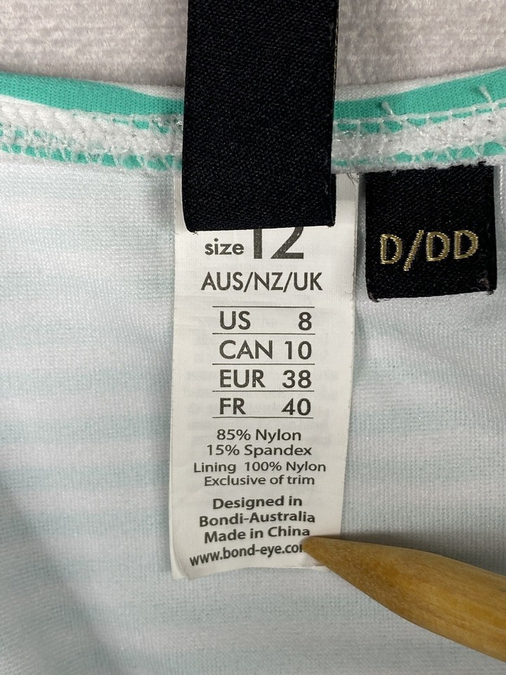 Bond Eye Swimsuit Womens 8 D/DD Tankini Green White Stripe ROllover