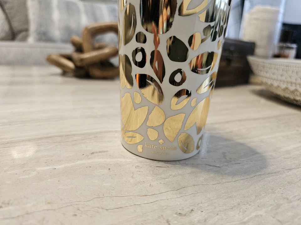 Kate Spade New York Gold Insulated Travel Tumbler, BPA Free, Stylish Coffee Mug" - Image 2 of 4