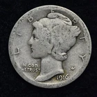 1916 Mercury Silver Dime GOOD / VG FREE SHIPPING