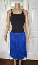 LuLaRoe Jill Pleated Accordion Blue And Black Polka Dot Skirt Medium