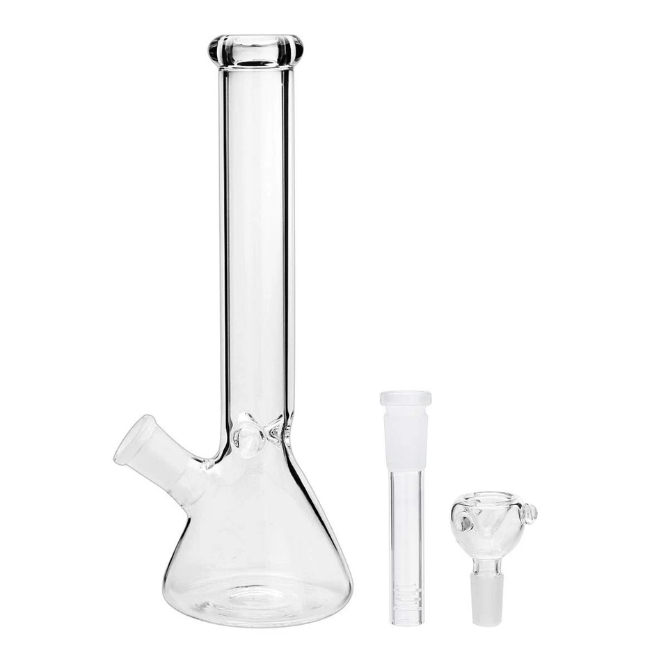 RORA 10inch Glass Bong Clear Glass Water Pipes With 14.5mm Joint Size Bongs