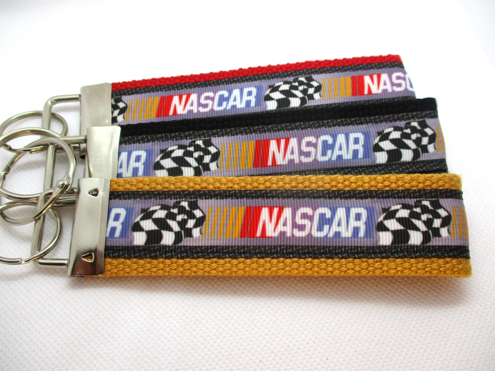 NASCAR Racing Ribbon on Strong Webbing Key Fob, Key Ring, Keychain ...