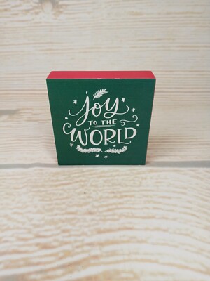 New! ''Joy to the World'' Christmas Winter Holiday 3'' Wood Block Sign Tier Tray  ~