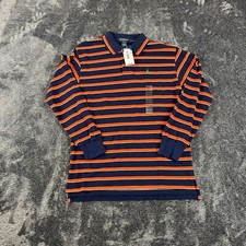 Polo Ralph Lauren Polo Long Sleeve Boys M 12/14 Stripe Orange Blue NWT