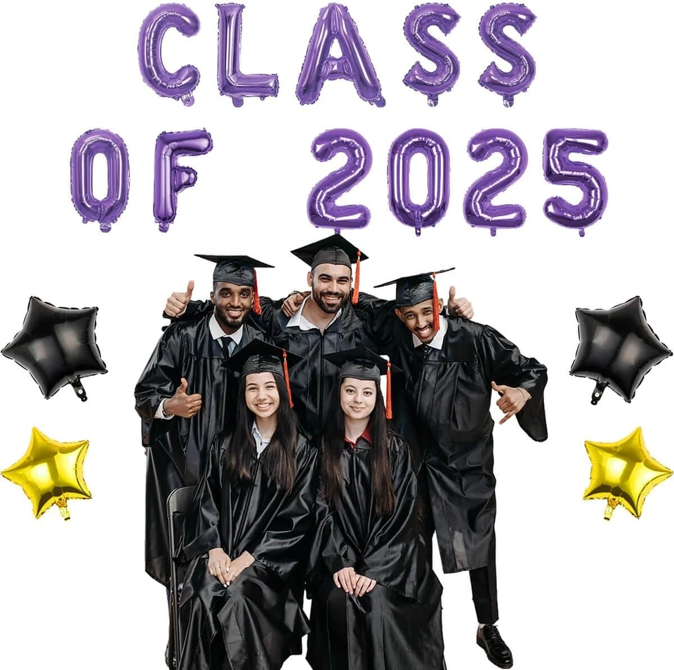 Clase de 2025 Globos con Estrella Colgando Globos de Lámina Carta para High School Co Foto 3 de 4