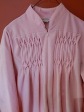 Vintage Kayser Women's Velour Long Robe Pintuck HouseCoat pink Size sm made USA