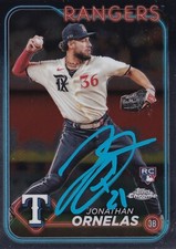 JONATHAN ORNELAS SIGNED AUTO'D 2024 TOPPS CHROME CARD 74 TEXAS RANGERS