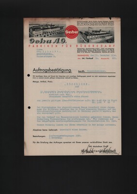 HANNOVER, Brief 1934, GEHA AG Fabrik für Büro-Bedarf Geha-Trumpf-Garantie-Schabl